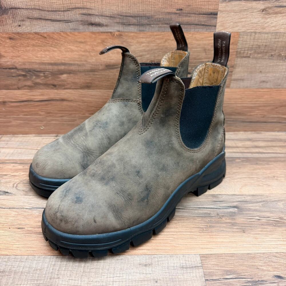 Blundstone 2240 Lug Chelsea Boots Rustic Brown Leather Pull On Women AU 6 US 9